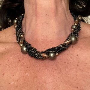 Earthy Neutral Choker  Necklace